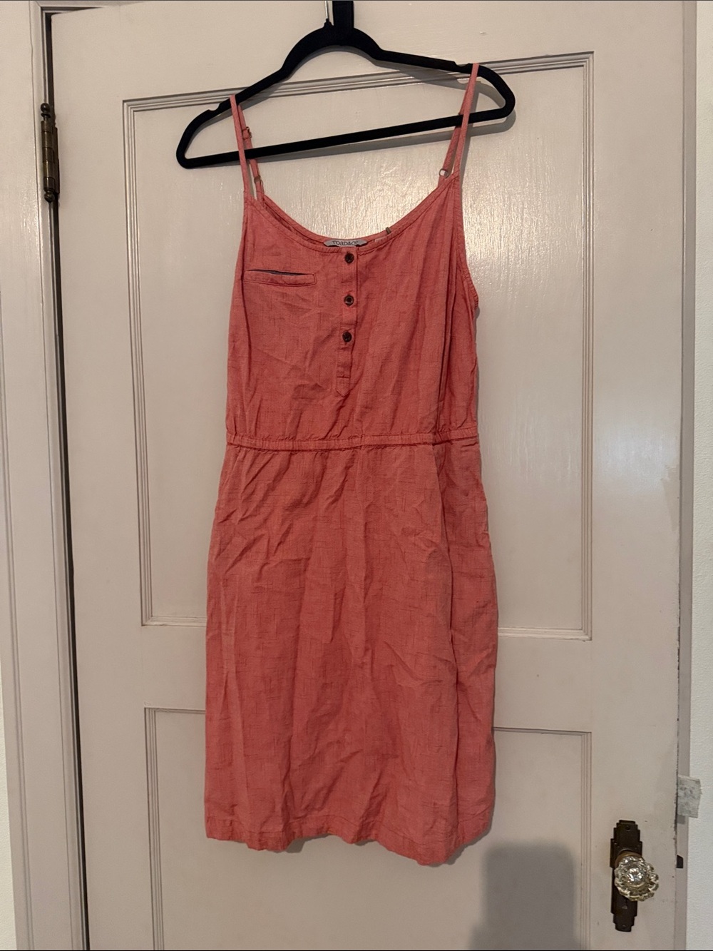 Toad&Co Coral Pink Sleeveless Button-Front Mini Dress